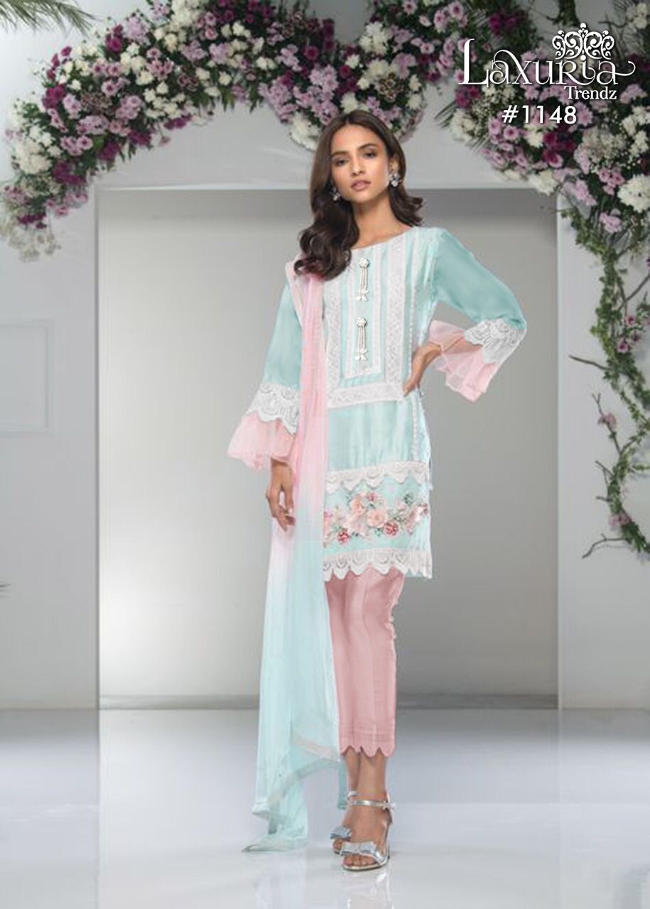 Laxuria Trendz 1148 Georgette Festive Wear Top With Bottom And Dupatta Collection